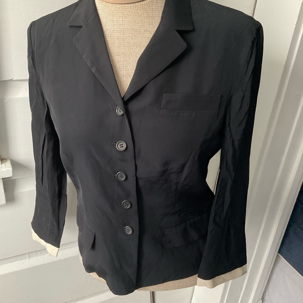 Prada black/off white panel sleeve hem- Shirt